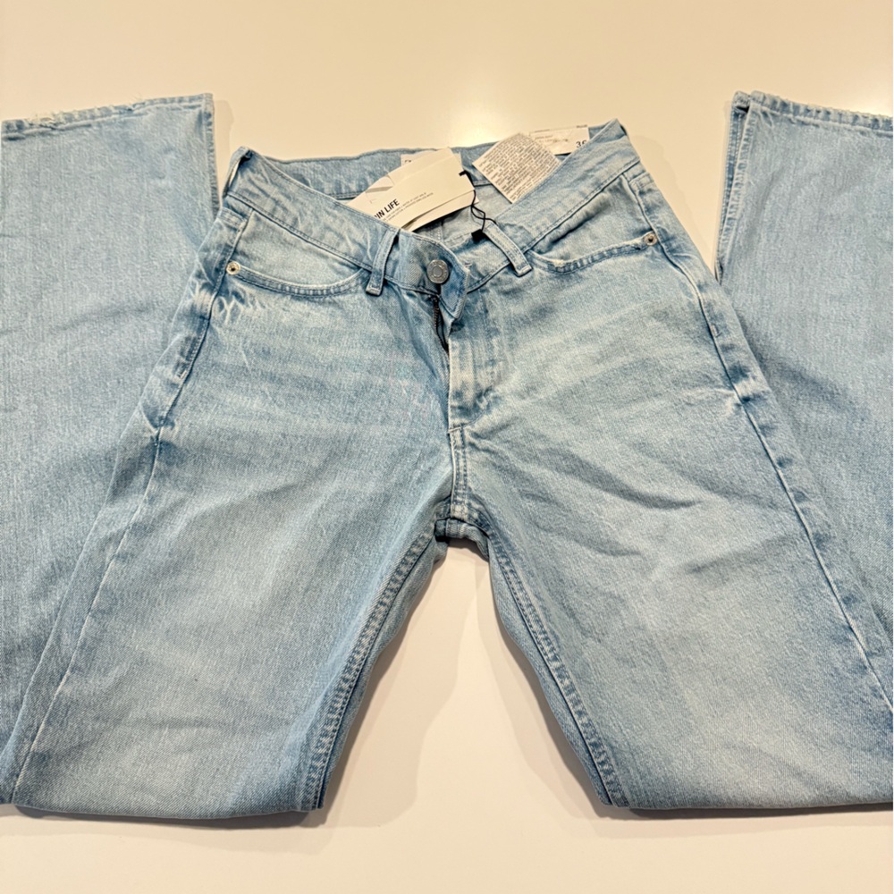 Zara Blue Straight Leg Jeans Classic Casual Style